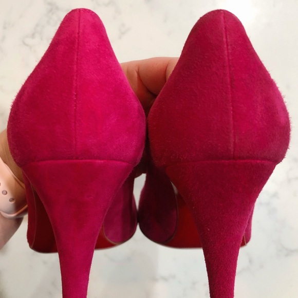 CHRISTIAN LOUBOUTIN Hot Pink “Simple Pump” Suede Heels SZ 36.5 - Picture 10 of 17
